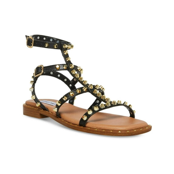 Steve Madden Womens Sunnie Faux Leather Studded Slingback Sandals