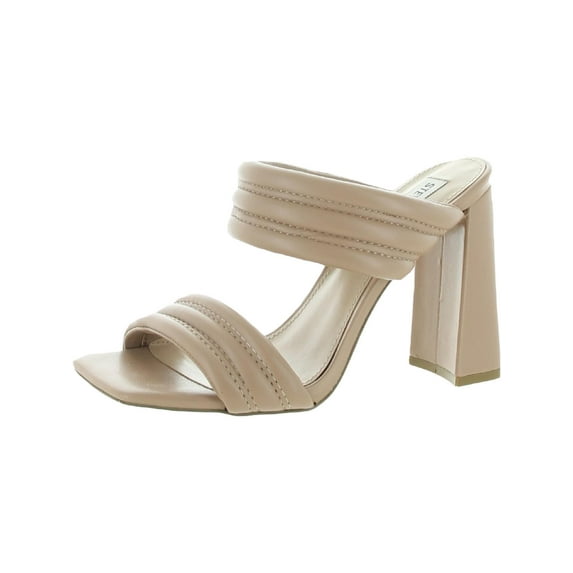 Steve Madden Womens Tahani Faux Leather Slip On Slide Sandals