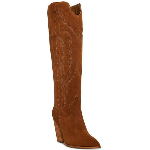Steve Madden Womens Tessy Leather Block Heel Cowboy, Western Boots