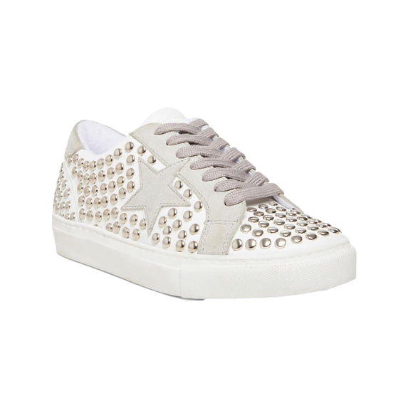 Steve Madden Womens Turner-S Leather Fashion Sneakers White 5.5 Medium (B,M)