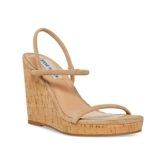 Steve Madden Womens Udell Leather Slip On Wedge Sandals