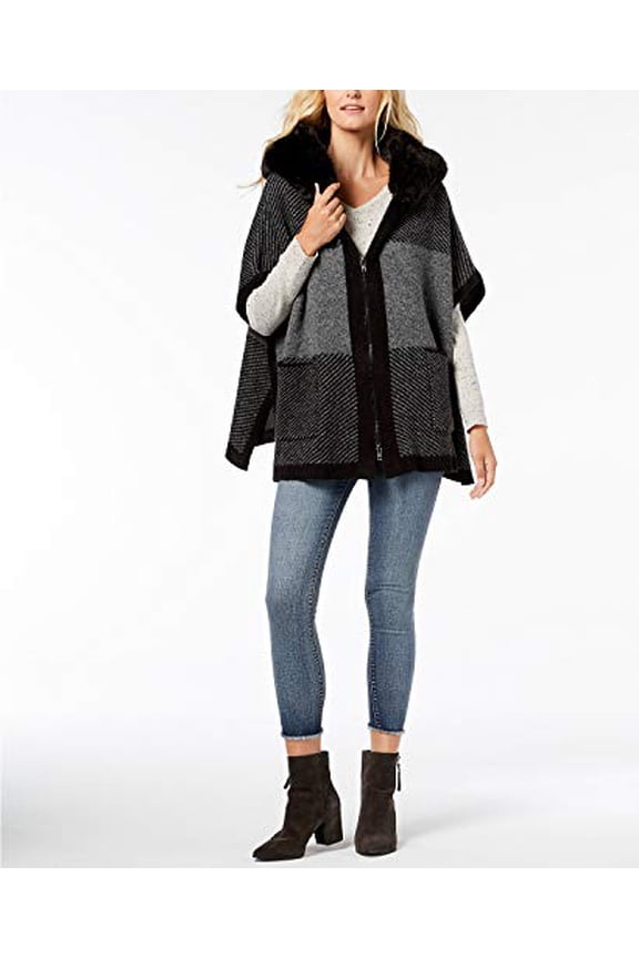 Womens Undercover Faux Fur Hooded Poncho Size OS