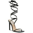thumbnail image 1 of Steve Madden Womens Uplift Satin Square Toe Strappy Sandals, 1 of 3