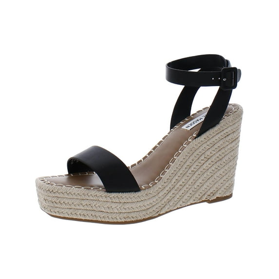 Steve Madden Womens Upstage Leather Buckle Wedge Sandals