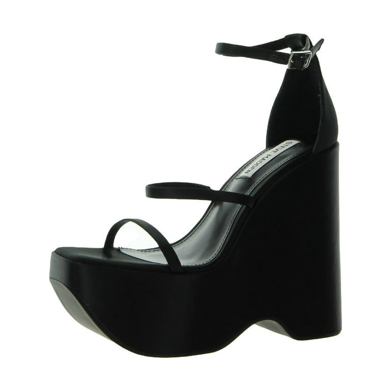 Satin wedge shop heels