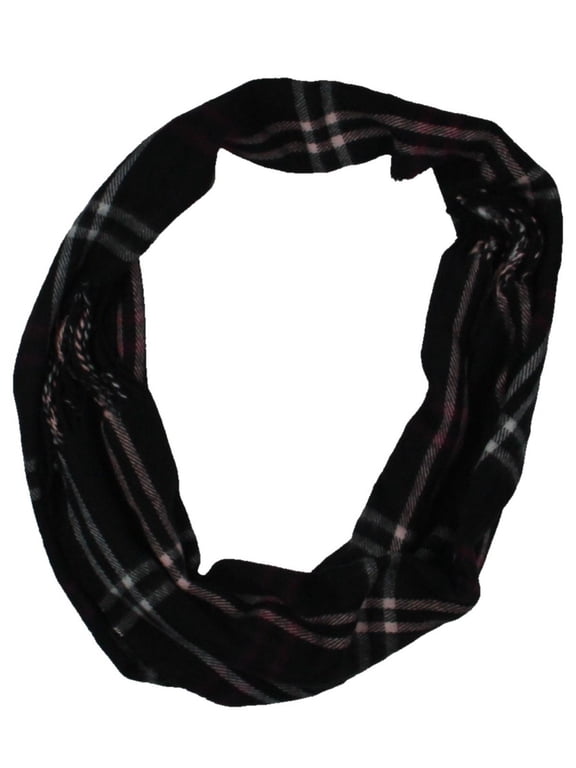 Mid Weight Cozy Plaid Muffler Scarf, Black