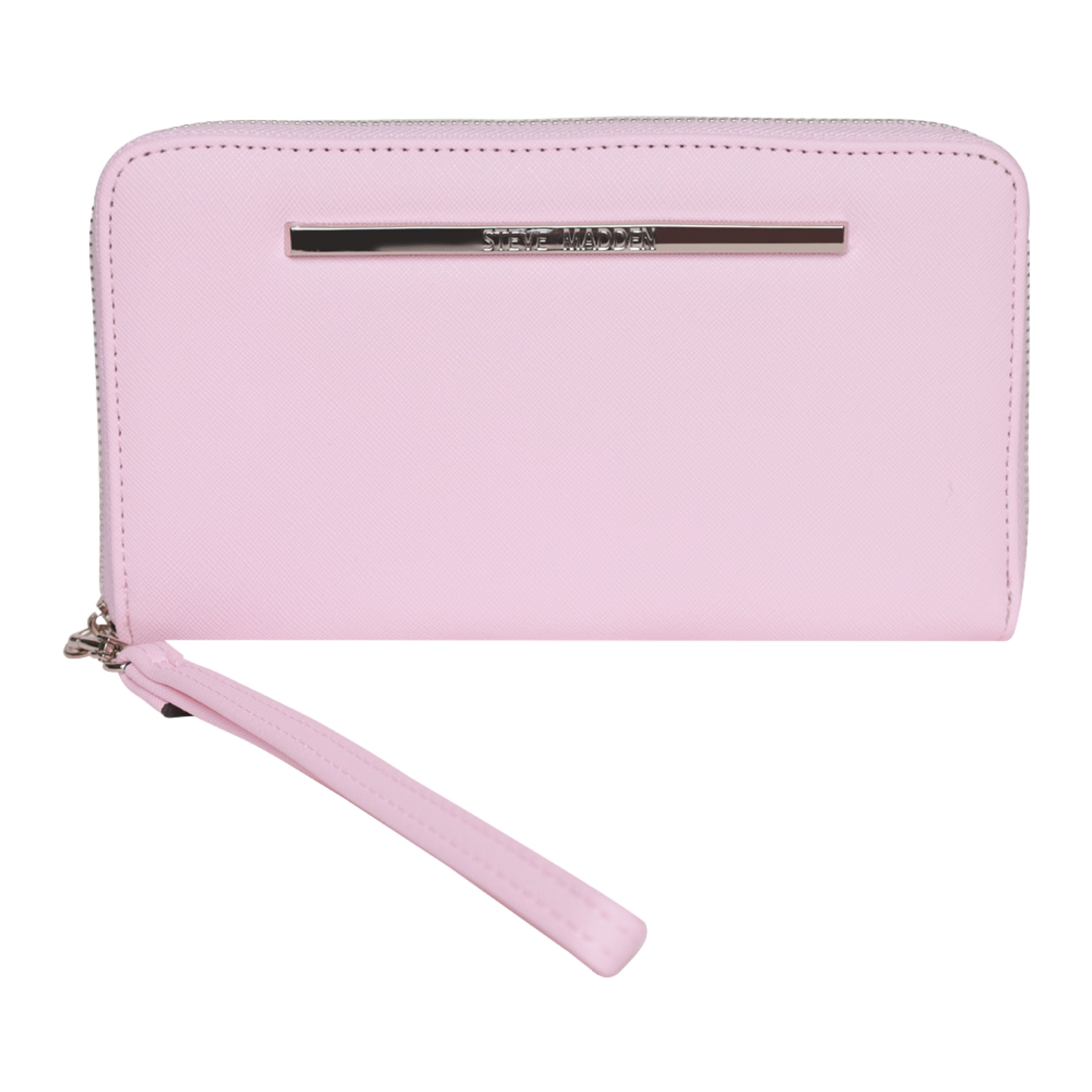 Steve Madden Wristlet Wallet for Women, Zip Around Leather-Look