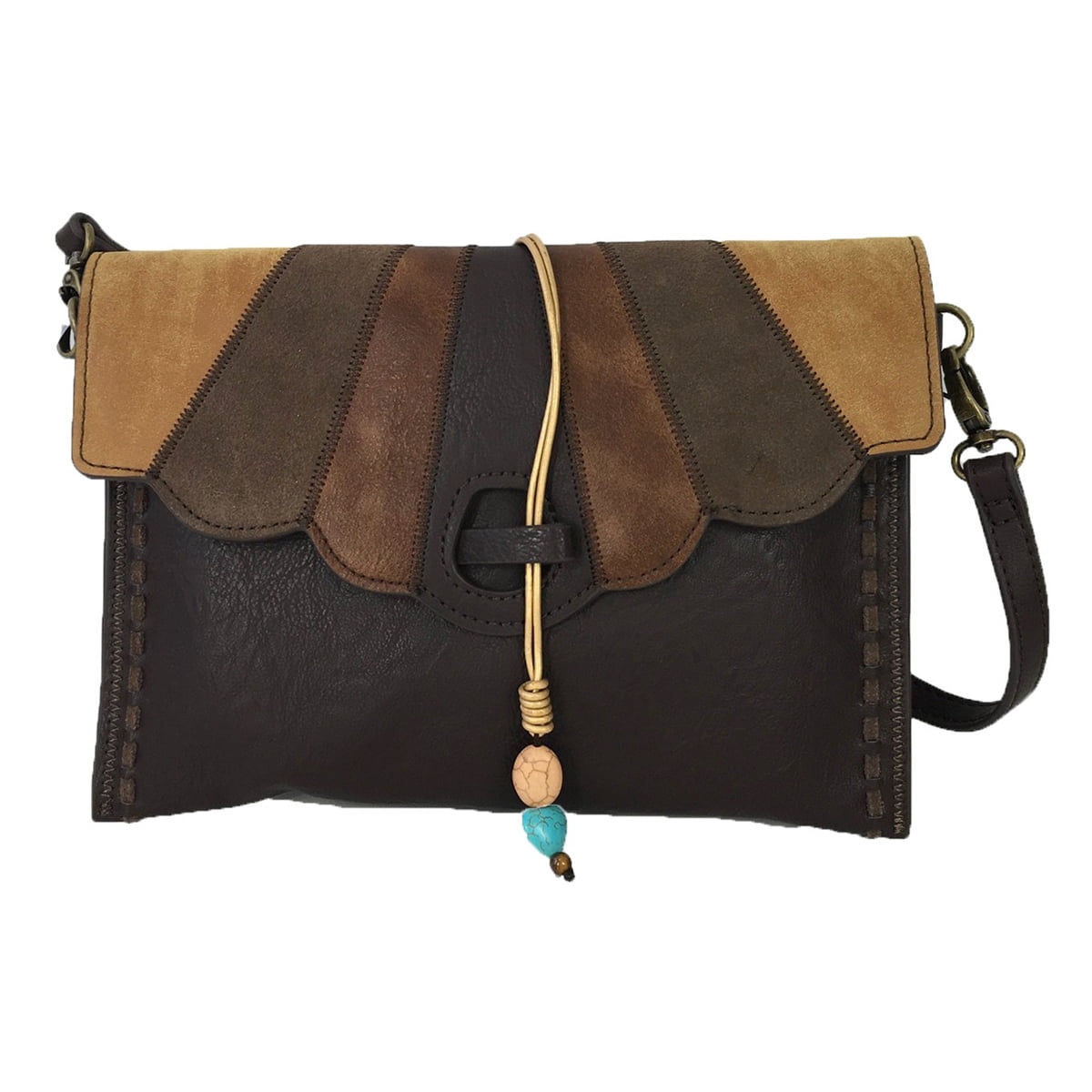 Steve Madden Mojo Patchwork Faux Exotic Crossbody Bag - Top Handle & Removable Strap, 9.4" L X 6.6" H
