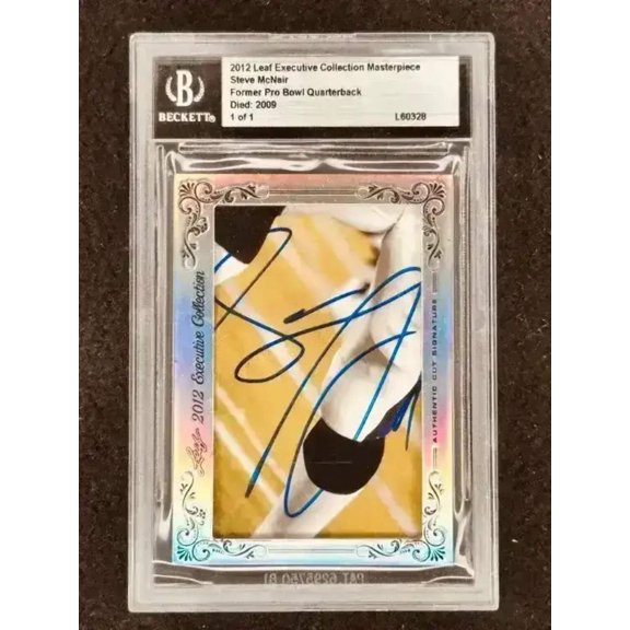 Steve McNair Signed Tennessee Titans 2012 Leaf Executive Collection Masterpiece Cut Signature Card 1/1, Slabbed, JSA Authenticated
