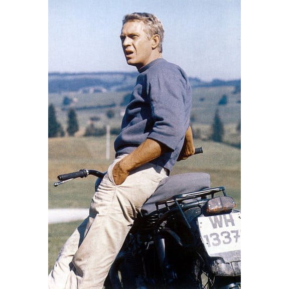 Steve McQueen 24x36 Poster as Hilts withTriumph bike The Great Escape