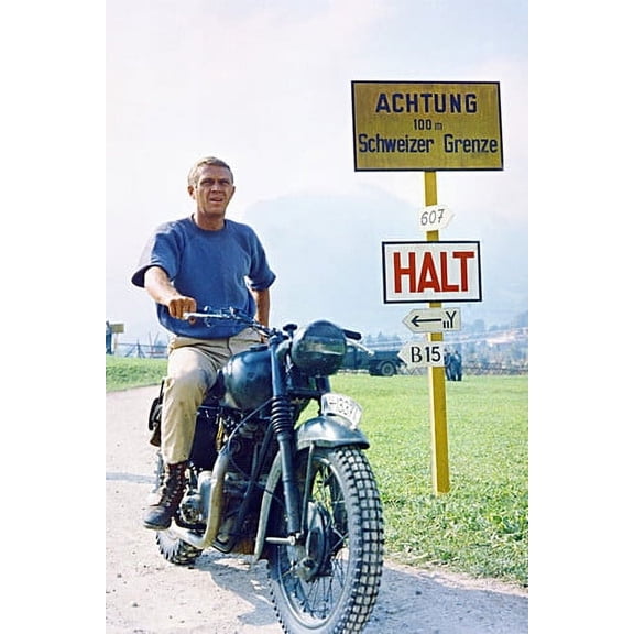 Steve McQueen The Great Escape King of Cool on Triumph motorbike 24x36 Poster