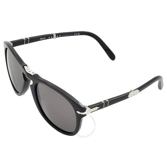 Persol Men's PO0714SM Steve McQueen Aviator Sunglasses, Black/Dark Grey, 54 mm