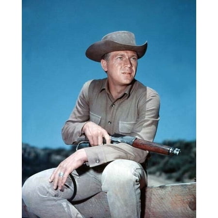 Steve McQueen holds his rifle ready for action Wanted Dead Or Alive 5x7 photo