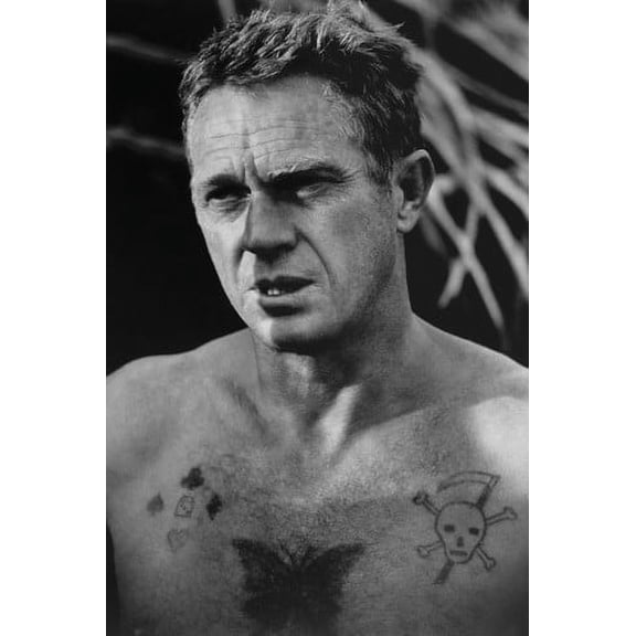 Steve McQueen in Papillon bare chested with skull Tattoo hunky shirtless 24x36 Poster
