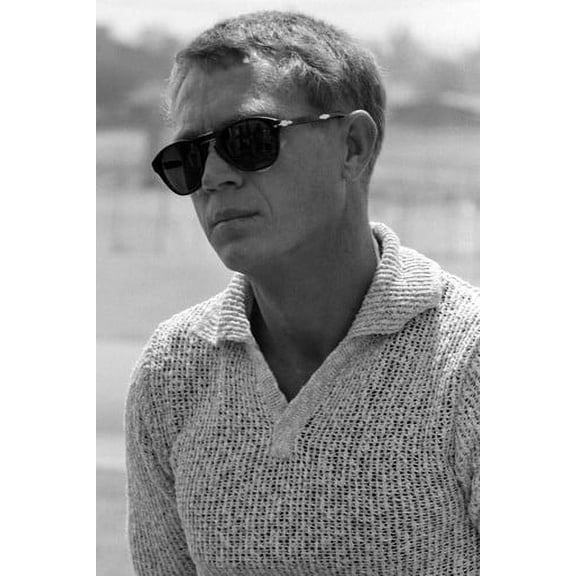Steve McQueen in Persol sunglasses and knit top king of cool 24x36 Poster