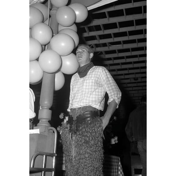 Steve McQueen rare candid in western clothes promo event Wanted Dead or Alive 24x36 Poster