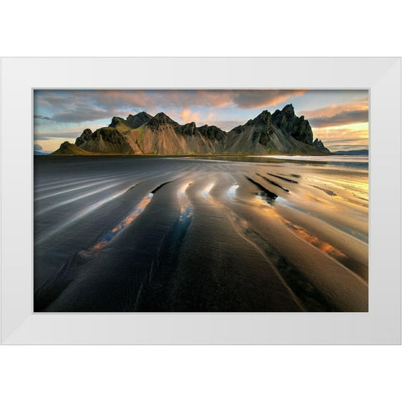 Steve Mohlenkamp 14x11 White Modern Wood Framed Museum Art Print Titled - Vestrahorn beach near Hofn in the southeast of Iceland