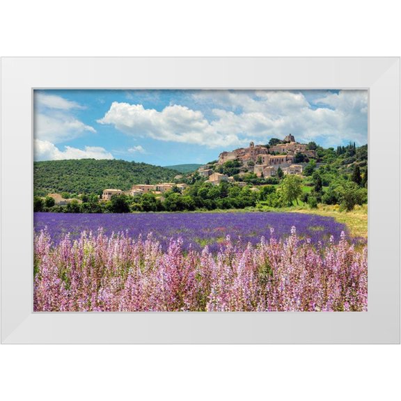 Steve Mohlenkamp 32x23 White Modern Wood Framed Museum Art Print Titled - Lavender bloom near Sault in the south of France