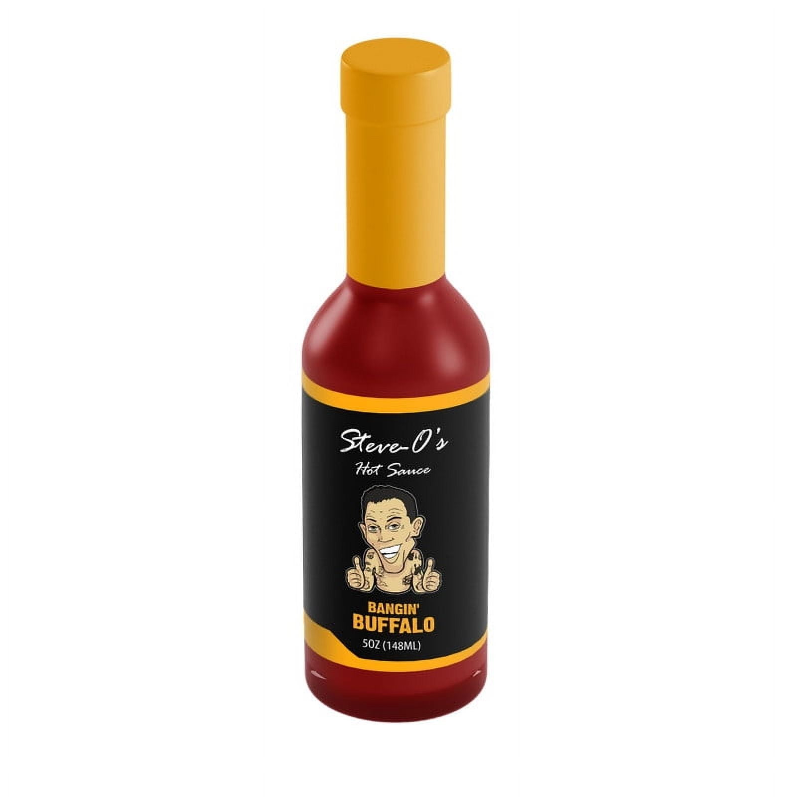Steve-O's Hot Sauce - Bangin' Buffalo Sauce | Creamy Hot Red Sauce For Chicken Wings, BBQ, Vegetables, Burgers, Eggs (5 Fl Oz)