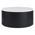 thumbnail image 1 of Steve Silver 36" Round White Marble Top Coffee Table with Casters Black Finish, 1 of 3