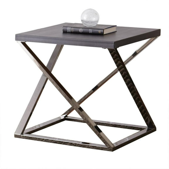 Steve Silver Aegean 23" Square End Table in Black Nickel