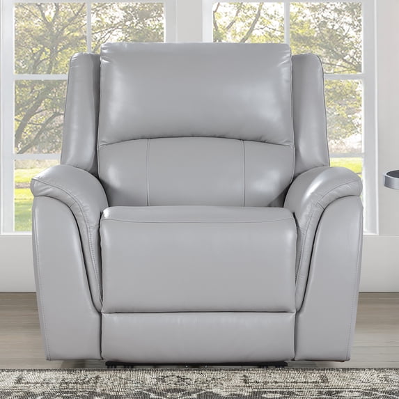 Steve Silver Alexandria Stone Gray Power Recliner, Top Grain Leather, USB Port