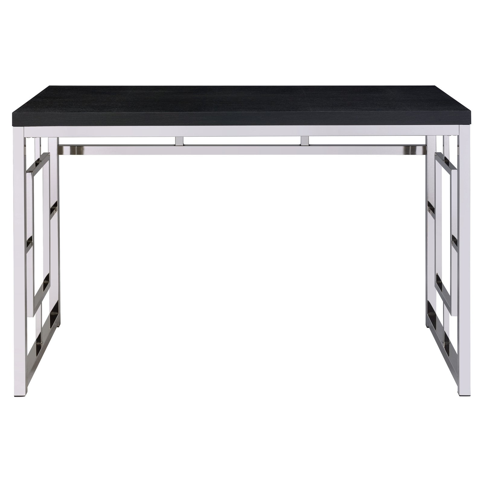 Cappuccino Faux Wood and Chrome Geometric Desk