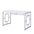 thumbnail image 1 of Steve Silver Alize Writing Desk in White and Chrome Metal, 1 of 10