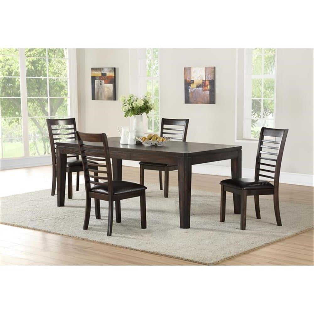 5pc Ally Dining Set Espresso Finish - Steve Silver Co.: Contemporary Rectangular Table, 4 Upholstered Chairs, Extendable