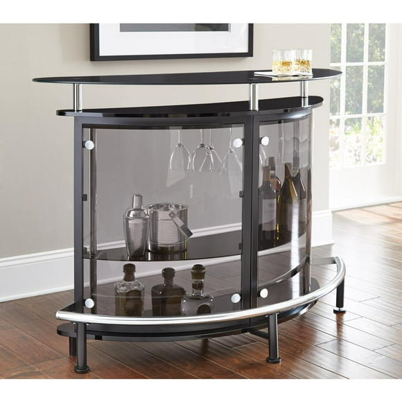 Steve Silver Ariana Brown Smoked Tempered Glass Bar Cabinet, 41"H x 50"W x 20"D