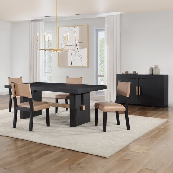 Steve Silver Aubrey Expandable Modern 5PC Rectangle Dining Set, Black