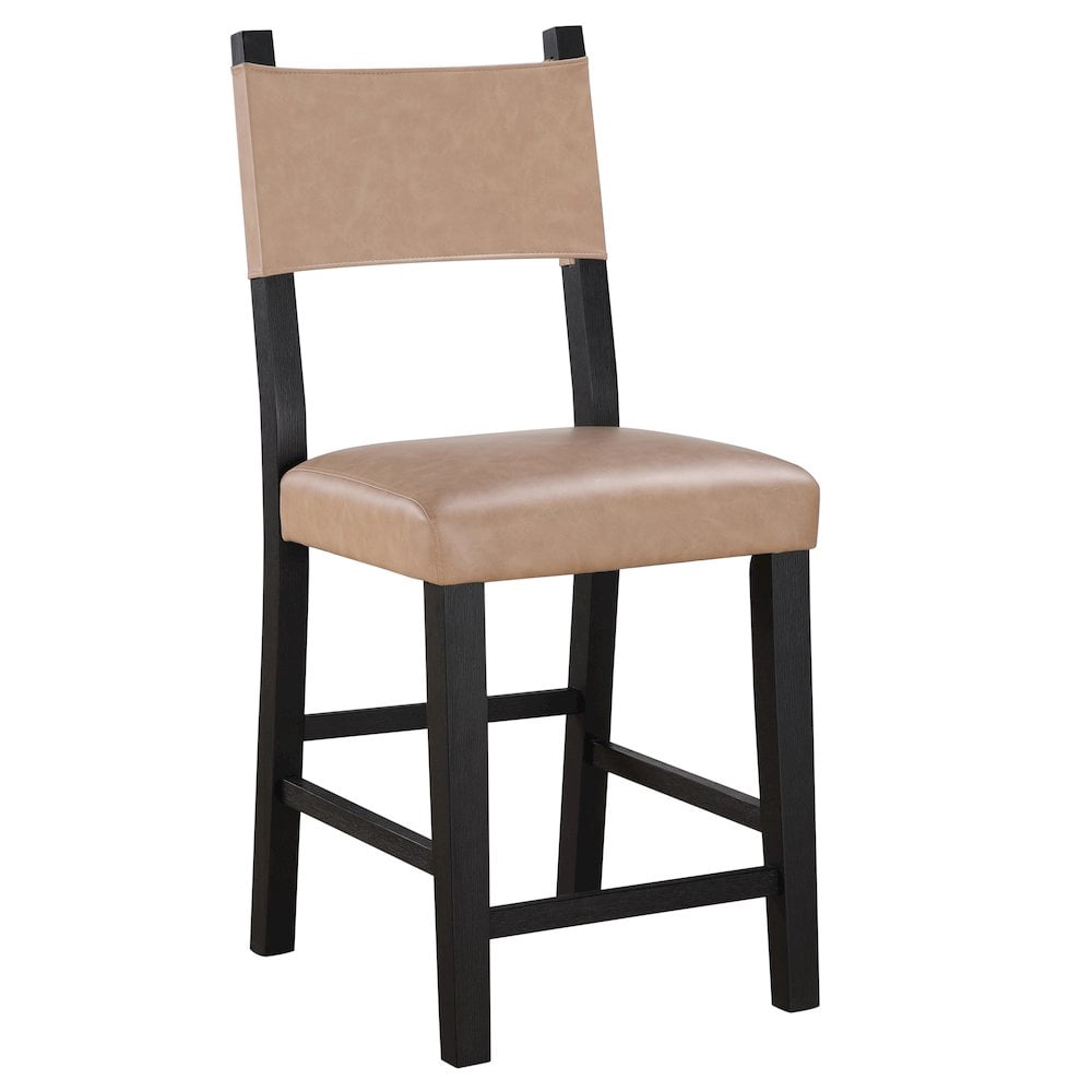 Steve Silver Aubrey Modern Faux Leather Dining Counter Chair, Black/Camel
