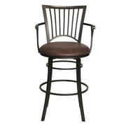 Steve Silver Bayview Metal Swivel Bar Stool with Coach Brown Microsuede Seat