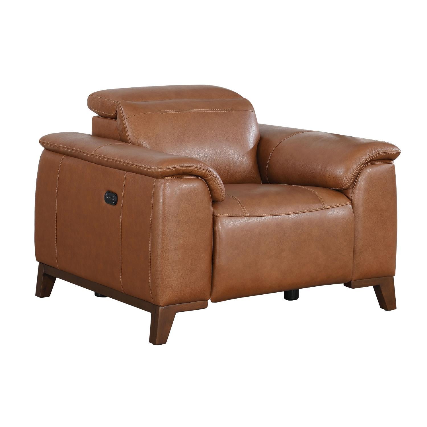 Coach Brown Leather Traditional Power Recliner Chair 43"