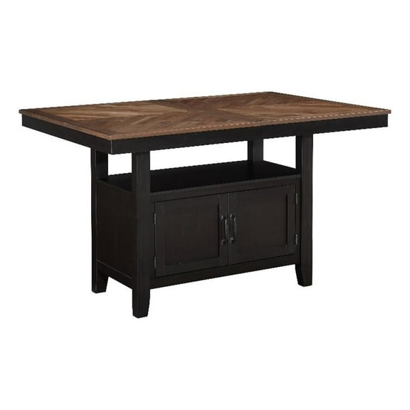 Steve Silver Bermuda 6PC Counter Height Dining Set with Storage, Black and Dark Acacia Brown