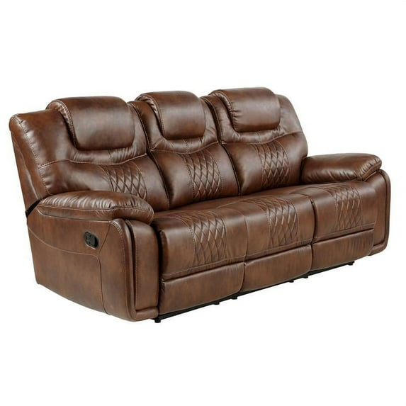 Steve Silver Boardwalk Light Tobacco Brown Faux Leather Recliner Sofa