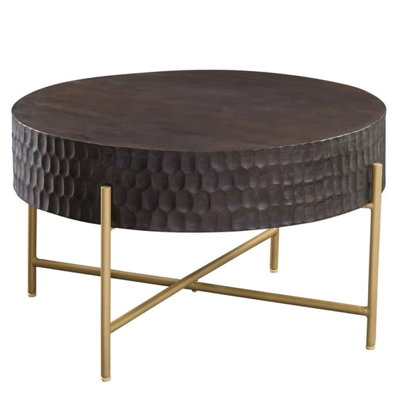 Steve Silver Bobbi Mid Century Modern 30 inch Round Coffee Table, Espresso