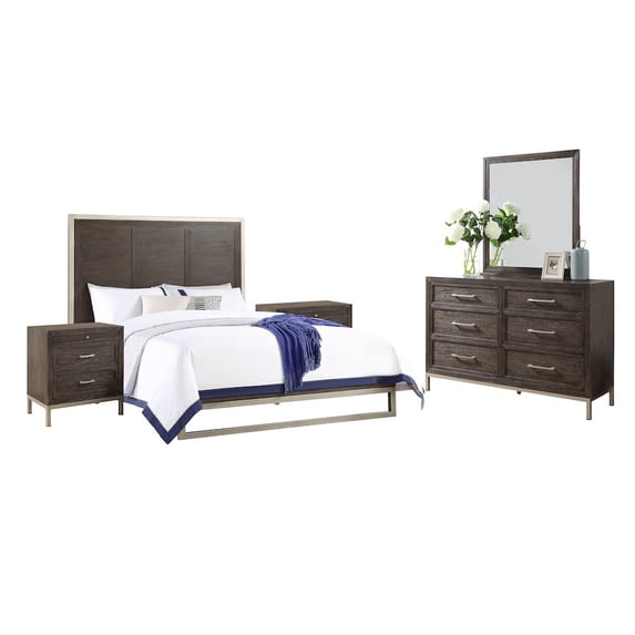 Steve Silver Broomfield Walnut Engineered Wood King 5-Piece Bedroom Set