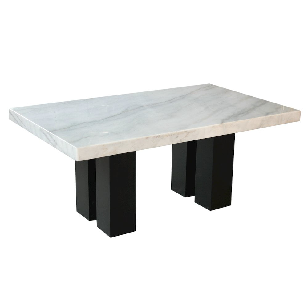 Camila White Marble and Espresso Wood Dining Table
