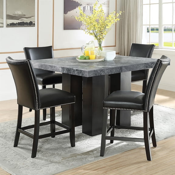 Steve Silver Camila Square 5PC Counter Dining Set with Black Chairs