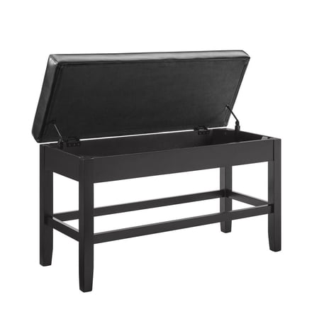 Steve Silver Carrara Ebony Faux Leather Counter Height Storage Bench