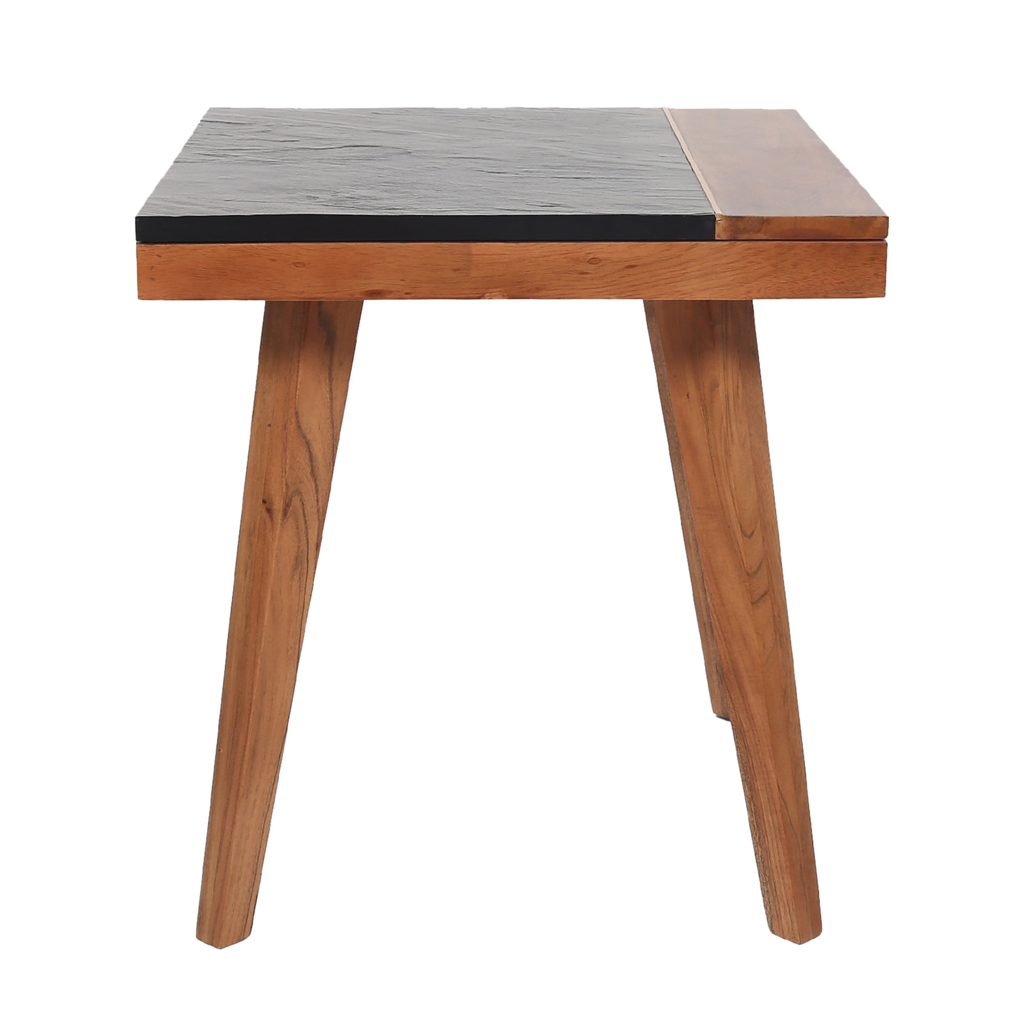 Caspian Slate and Natural Acacia Wood Square End Table