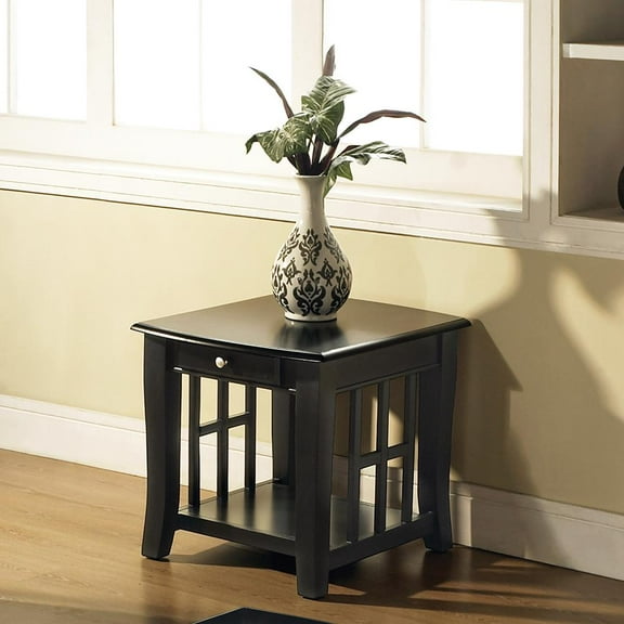 Steve Silver Cassidy Indoor Traditional with Storage and Shelf 23" Tall End Table, Black