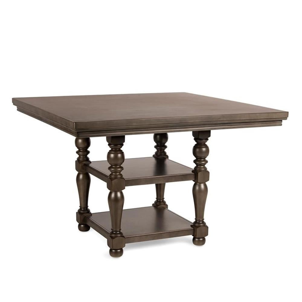 54" Brown Wood Transitional Square Counter Height Dining Table