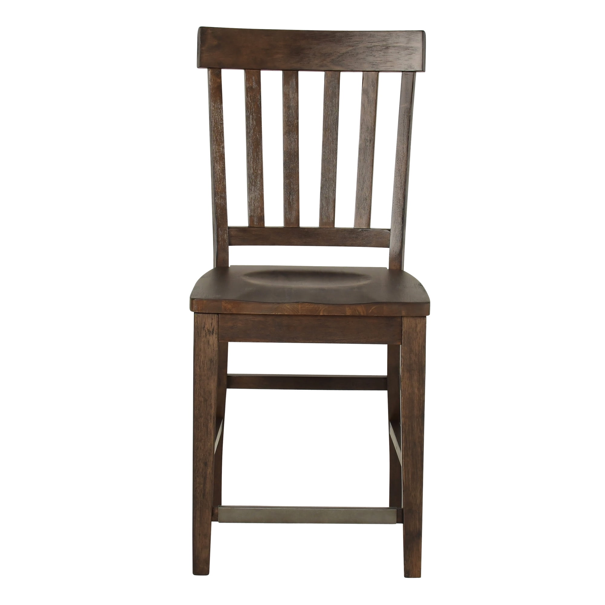 Elegant Transitional Dark Oak Wood Counter Stools, Set of 2