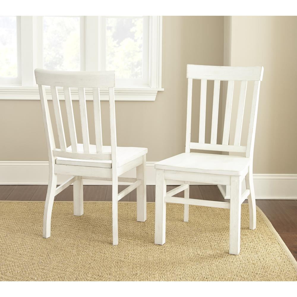 White High Back Wood Slat Side Chair Set