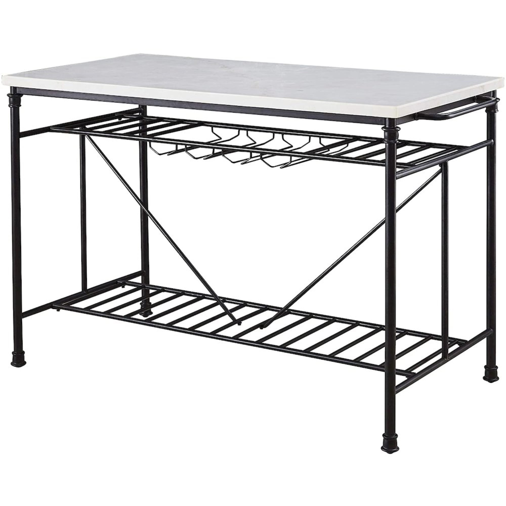 Claire White Marble Top Kitchen Island with Black Metal Base