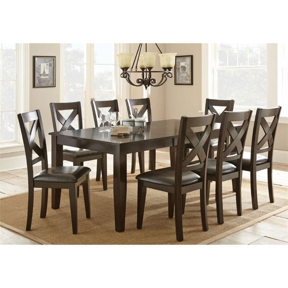 Steve Silver Co. Faux Leather Crosspointe Dining Chairs, Dark Espresso (Set of 2)