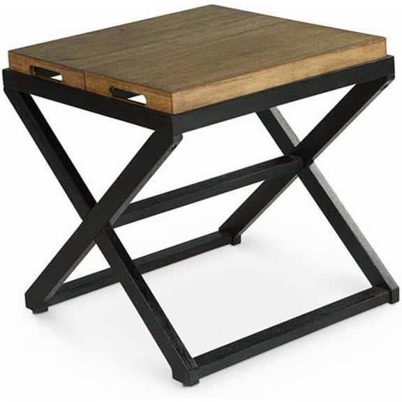 Steve Silver Co Topeka End Table w/Reversible Trays, Removeable Trays, Asian-Inspired Design, for Living Space End Table, Transitional Design, Living Room, 24" L x 24" W x 24" H, Brown