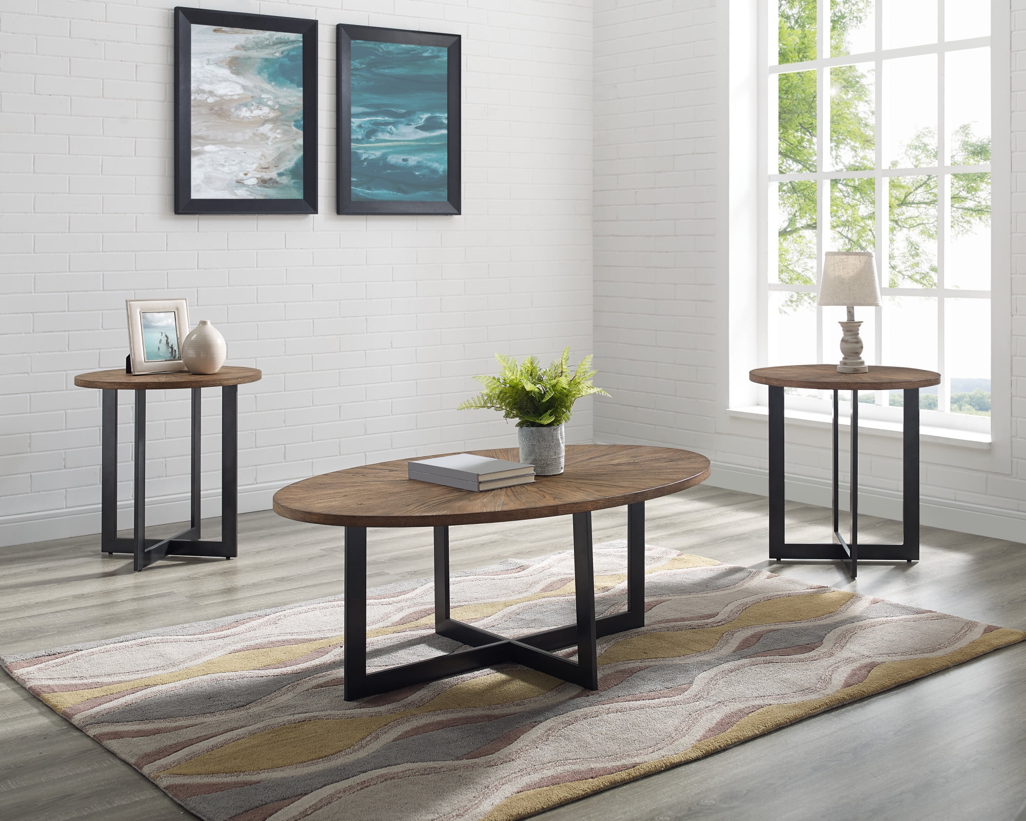 Steve Silver Colton Metal Occasional 3 Piece Set, Brown